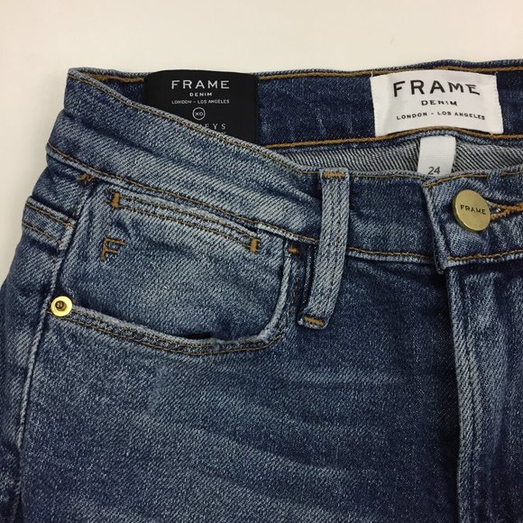 FRAME DENIM Barneys New York Beckett Wash Le High Straight Raw Step Hem Jeans - Picture 6 of 13